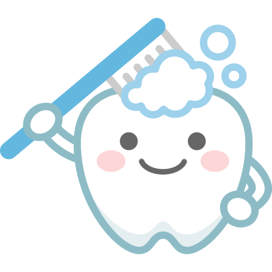 【歯のイラスト】歯磨きをする可愛い歯のキャラクター