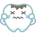 【歯のイラスト】虫歯の痛みで泣くかわいい歯のキャラクター