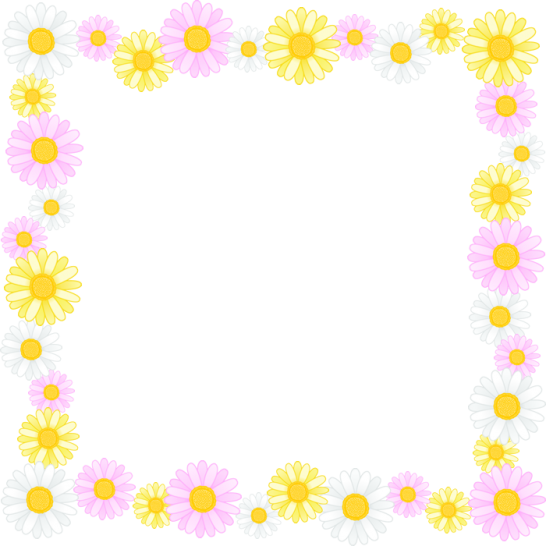 マーガレットの花のフレーム囲み枠イラスト＜正方形＞