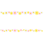 マーガレットの花のライン飾り罫線イラスト