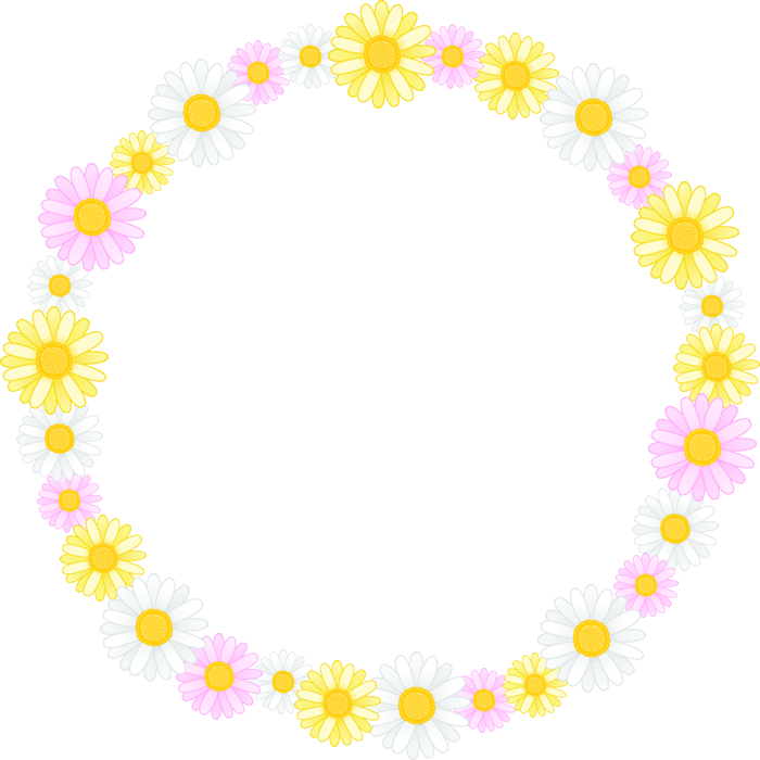 マーガレットの花のリース風フレーム枠イラスト 無料フリーイラスト素材集 Frame Illust