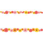 ガーベラの花のライン飾り罫線イラスト