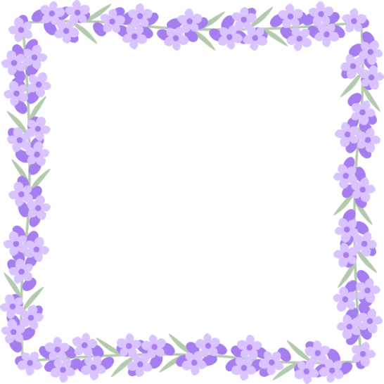 ラベンダーの花のフレーム囲み枠イラスト＜正方形＞