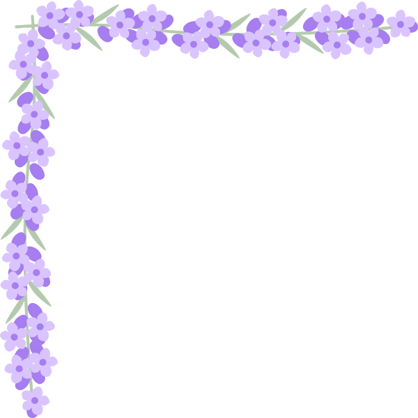 ラベンダーの花のコーナー飾り枠フレームイラスト＜大＞