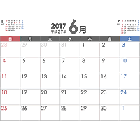 シンプルなPDFカレンダー2017年（平成29年）6月
