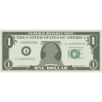 【お金のイラスト】1ドル札（1$紙幣）