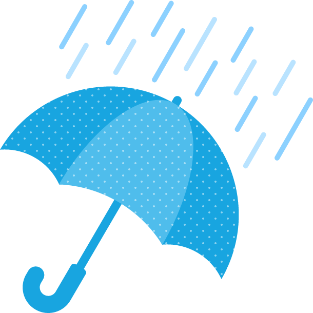雨天（雨の天気）マークのイラスト