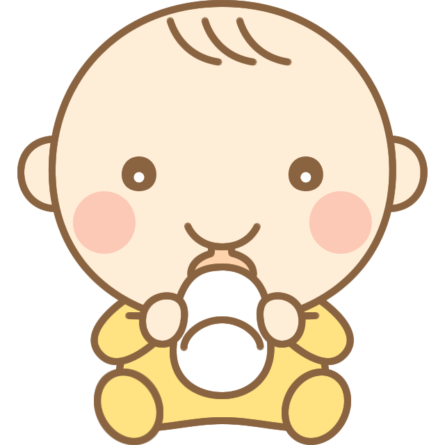 ミルクを飲むかわいい赤ちゃん（赤ん坊）のイラスト