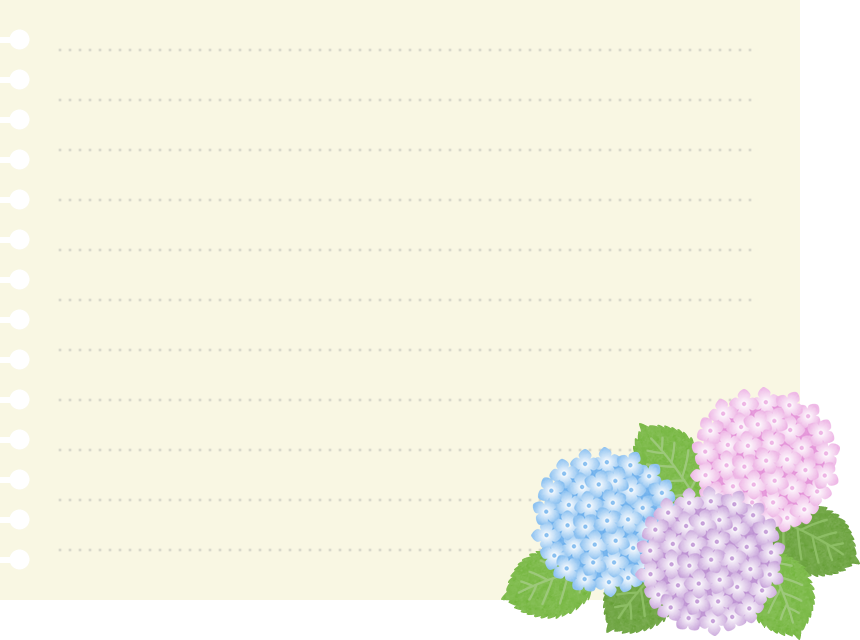 梅雨のイラスト 紫陽花を飾ったメモ用紙 無料フリーイラスト素材集 Frame Illust