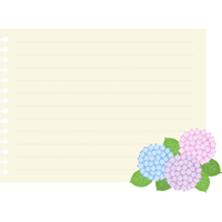 【梅雨のイラスト】紫陽花を飾ったメモ用紙