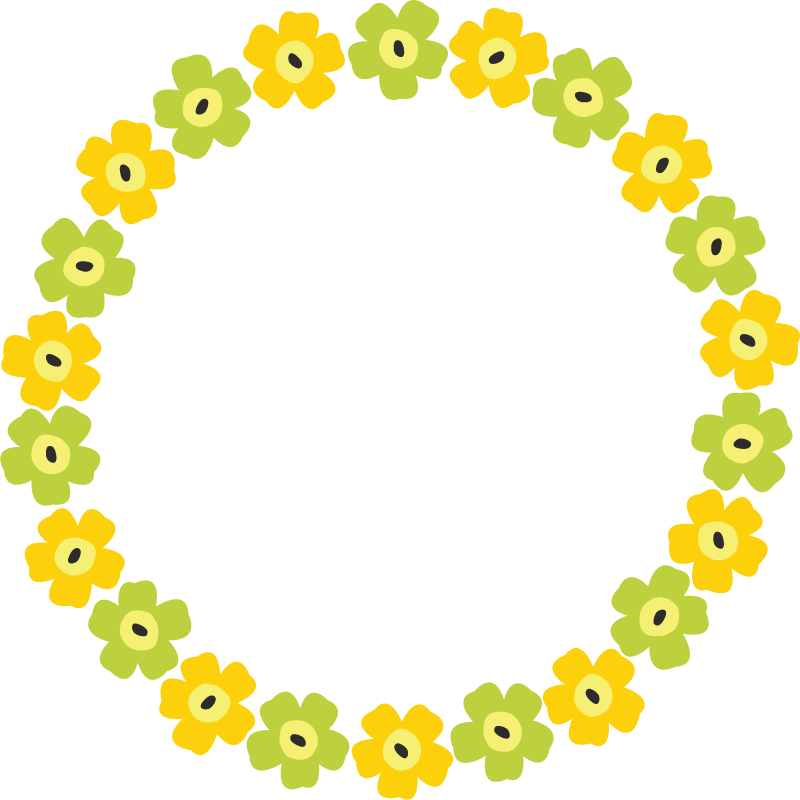 北欧風の花柄フレーム飾り枠イラスト リース 丸型 無料フリーイラスト素材集 Frame Illust