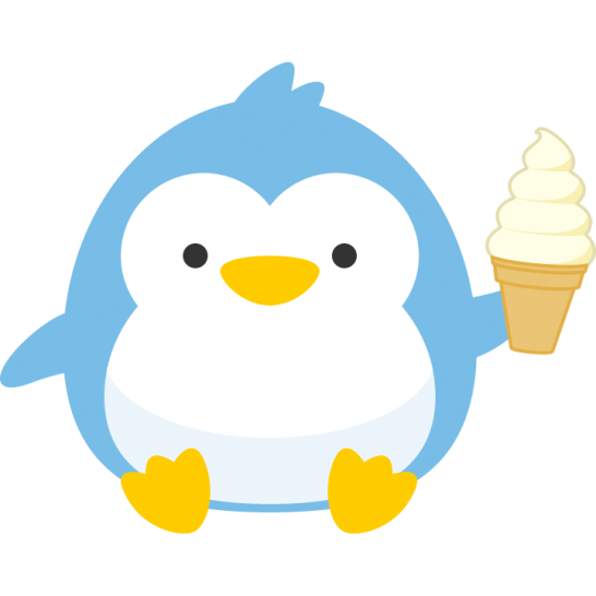 ソフトクリームを持った可愛いペンギンのイラスト