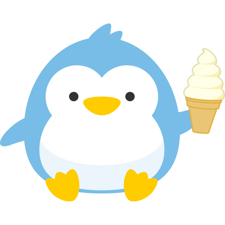 ソフトクリームを持った可愛いペンギンのイラスト