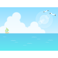 夏空と海の背景フレームイラスト