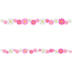 秋桜（コスモス）の花のライン飾り罫線イラスト