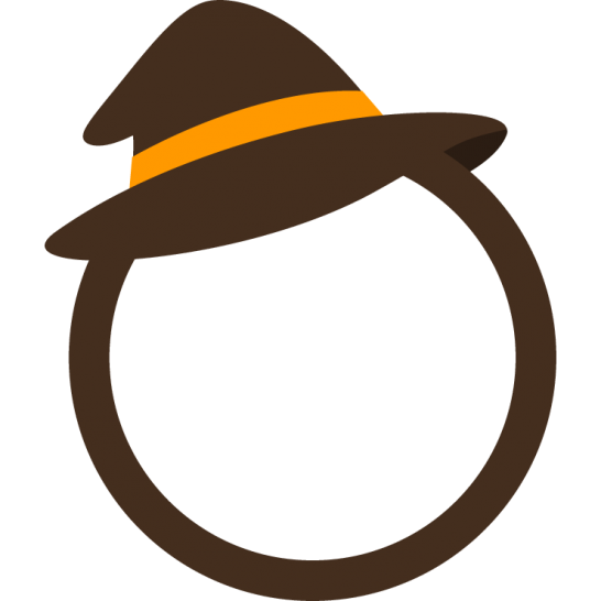 ハロウィンの帽子を飾った丸型フレーム枠イラスト