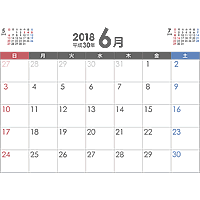 シンプルなPDFカレンダー2018年（平成30年）6月