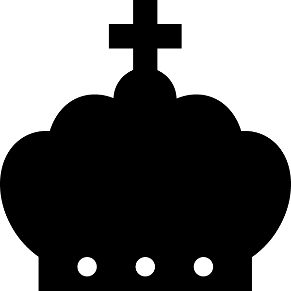 十字架が付いた王冠のシルエットイラスト