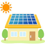 太陽光発電ソーラーパネルを設置した家のイラスト