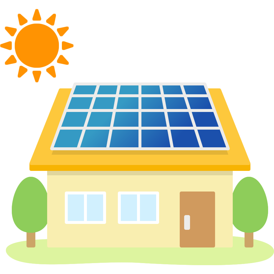 太陽光発電ソーラーパネルを設置した家のイラスト