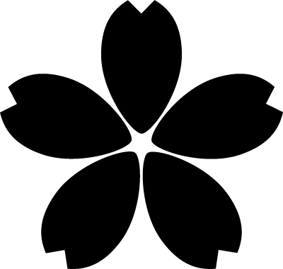 桜の花のイラスト（白黒・モノクロ・シルエット）4