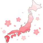 桜前線（桜の開花予想）を表す日本列島のイラスト