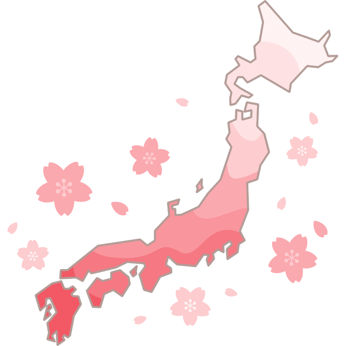 桜前線 桜の開花予想 を表す日本列島のイラスト 無料フリー