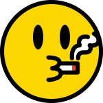 タバコを吸うニコちゃんマーク（喫煙の絵文字）