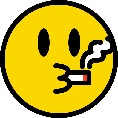 タバコを吸うニコちゃんマーク（喫煙の絵文字）