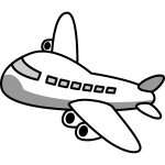 飛行機のイラスト（白黒）