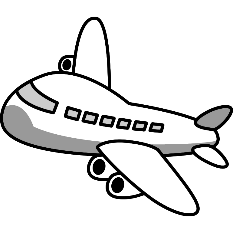 飛行機のイラスト（白黒）