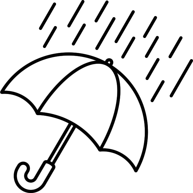 雨の天気イラスト（白黒）