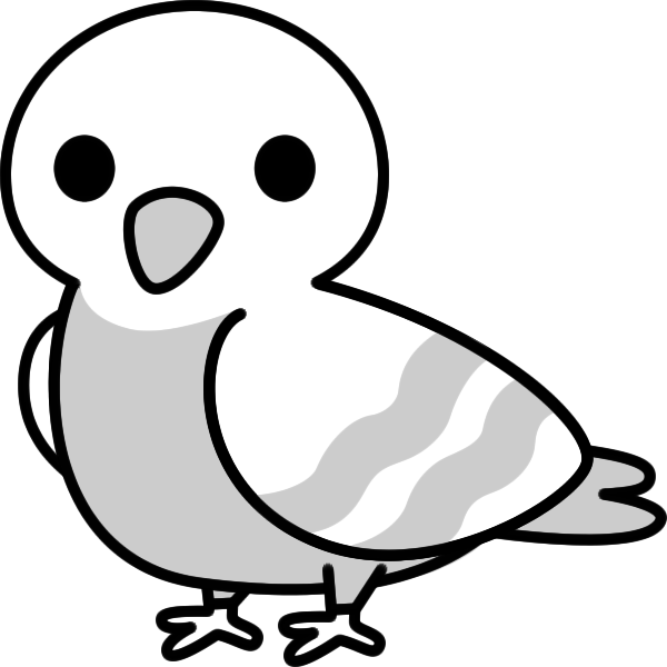 鳩のイラスト（白黒）