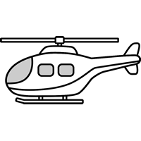 ヘリコプターのイラスト（白黒）