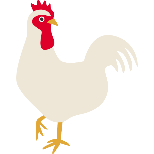 片足立ちする鶏のイラスト（横向き）