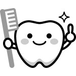 かわいい歯のキャラクターイラスト（白黒）