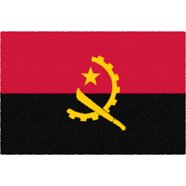 アンゴラの国旗イラストフリー素材
