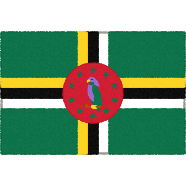 ドミニカ国の国旗イラストフリー素材