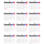 【4月始まり】2019年度エクセル年間カレンダー（月曜始まり）