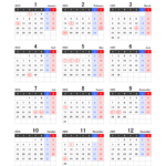 2020年エクセル年間カレンダー（月曜始まり）