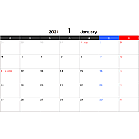 2021年エクセルカレンダー（月曜始まり）