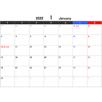 2022年エクセルカレンダー（月曜始まり）