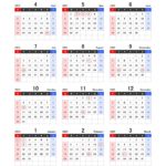 【4月始まり】2022年度エクセル年間カレンダー（日曜始まり）