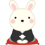 紋付袴を着たウサギのイラスト
