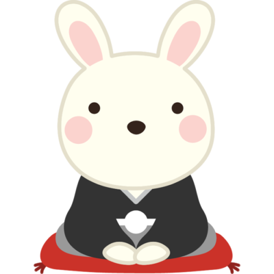 紋付袴を着たウサギのイラスト