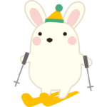 スキーをするウサギのイラスト