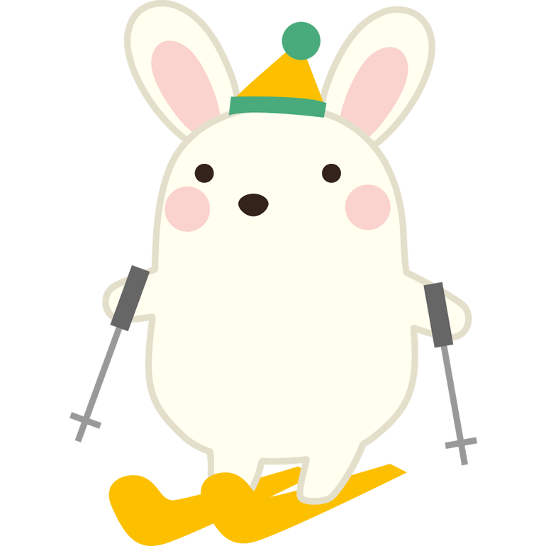 スキーをするウサギのイラスト