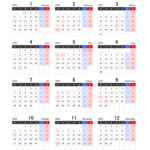 2025年エクセル年間カレンダー（月曜始まり）