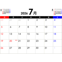 PDFカレンダー2026年7月