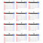 2027年エクセル年間カレンダー（日曜始まり）